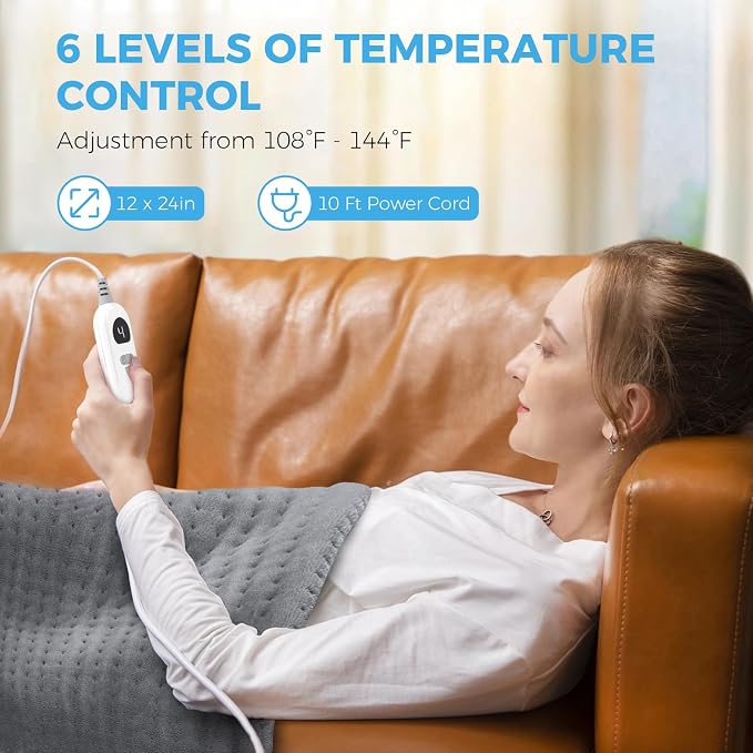NOWWISH Heating Pad for Back, Period Cramps, Neck and Shoulder, 12x24 Inches - Image 4