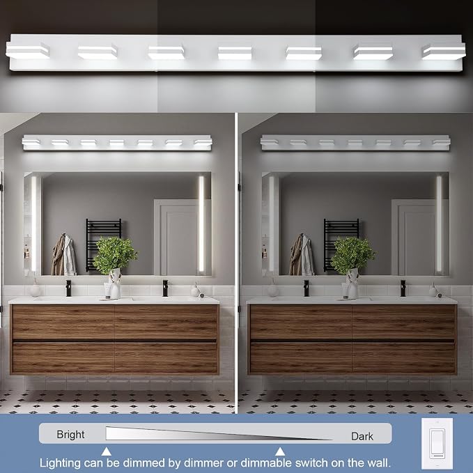 SineRise LED Modern Bathroom Vanity Light Fixtures, Matte White Modern Acrylic - Image 3