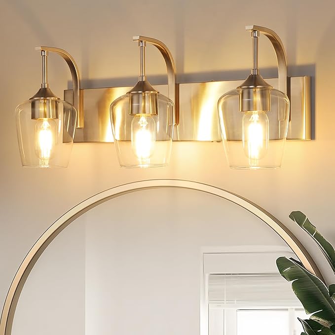 3-Light Brushed Nickel Bathroom Light Fixture by foucasalLighting