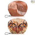 2 PCS Shower Cap Waterproof Double Layer Elastic Adjustable Reusable Hair Bath by BHAHB