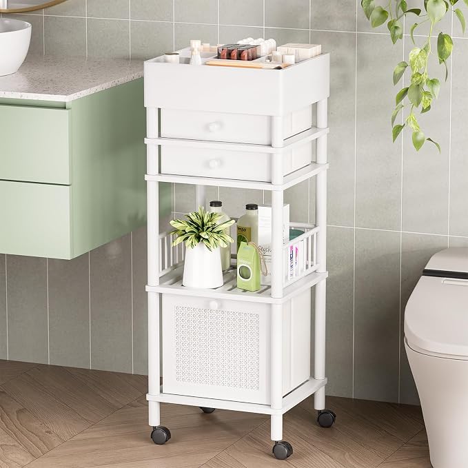 Amazer Bamboo Makeup Organizer Cart by Amazer