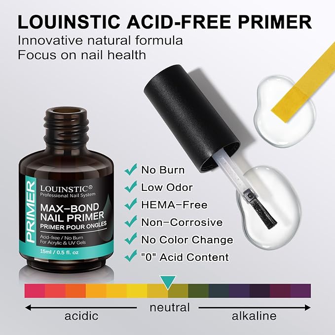 LOUINSTIC Nail Prep Dehydrator and Acid-Free Primer, Quick-Dry & Safe - Image 3