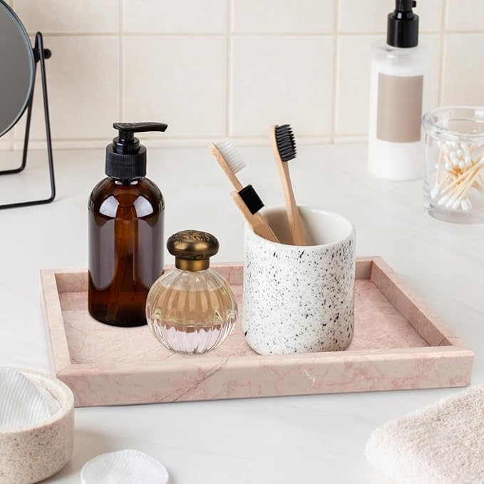 Marble Bathroom Vanity Tray, Natural Luxury Vanity Home Kitchen Bathroom Table - Image 6