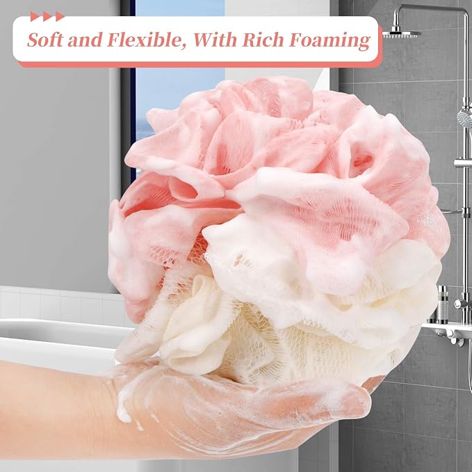 FARMOGA Bath Loofah Sponge Back Scrubber Shower Sponge Soft Mesh Exfoliator - Image 3