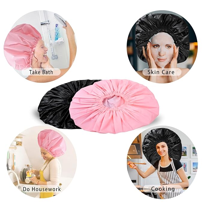 Extra Large Shower Cap 2 PCS Waterproof Shower Caps - Image 9