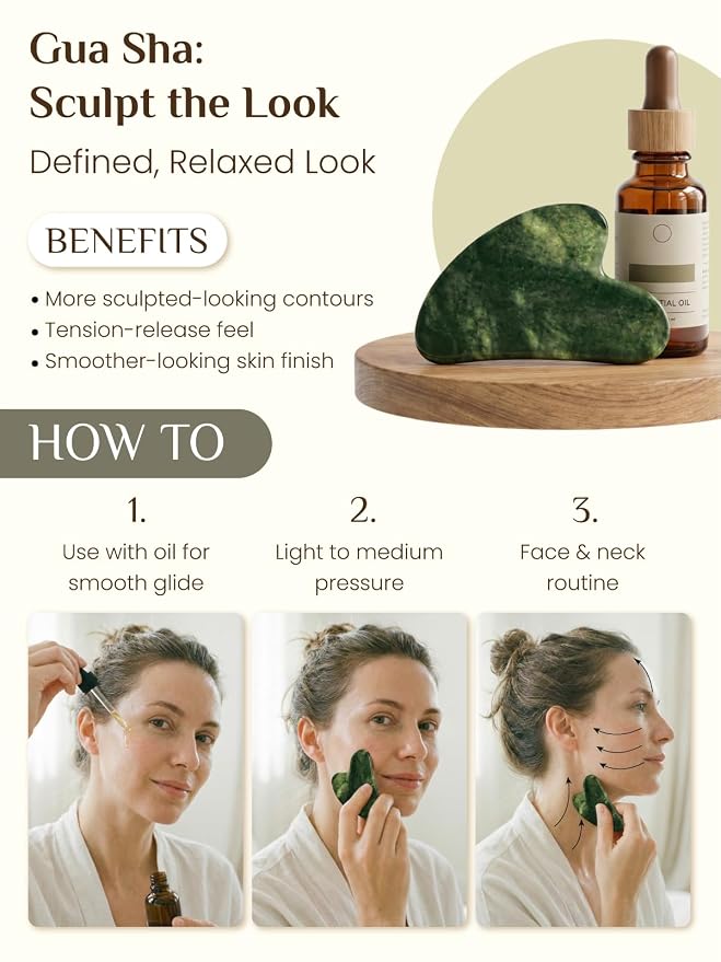 Rena Chris Gua Sha and Face Roller Set - 7 in 1 Face Skin Care Tools - Image 7