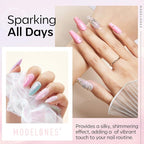 modelones Pearl Gel Nail Polish Top Coat, 2-in-one Clear Pearlescent Glitter - Image 4