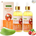 2 Pack 3.38 fl.oz Strawberry Body Oil after Shower, Vitamin C & E Gua Sha Body by Umpeimvon