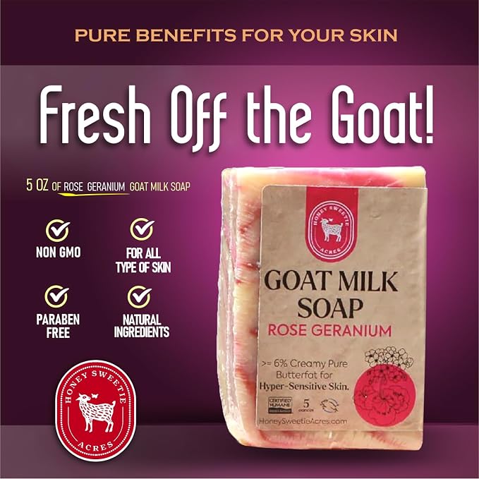 Honey Sweetie Acres Rose Geranium Goat Milk Soap - Image 2