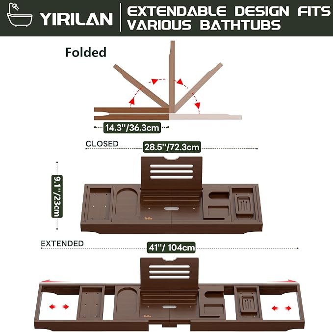 Yirilan Bathtub Trays for Tub, Bath Tray, Foldable Bathtub Caddy - Image 6