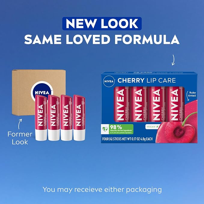 NIVEA Cherry Lip Care, Ruby Tinted Lip Balm Pack - Image 2