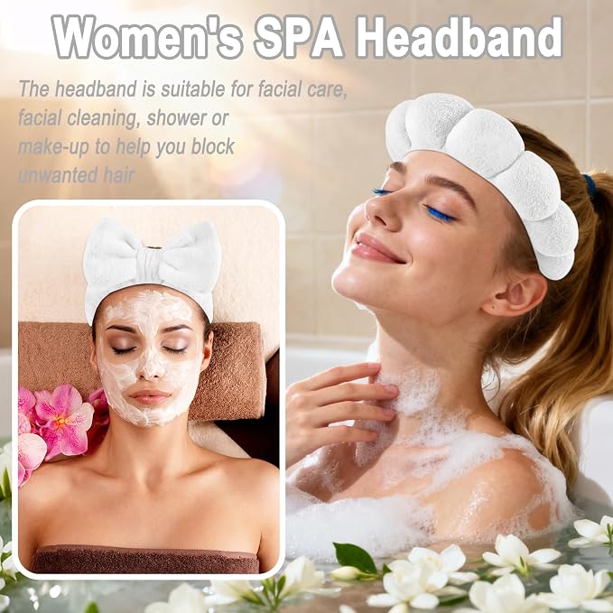 Zkptops 6Pcs Spa Headband for Washing Face Wristbands Set Women Bubble Makeup - Image 7