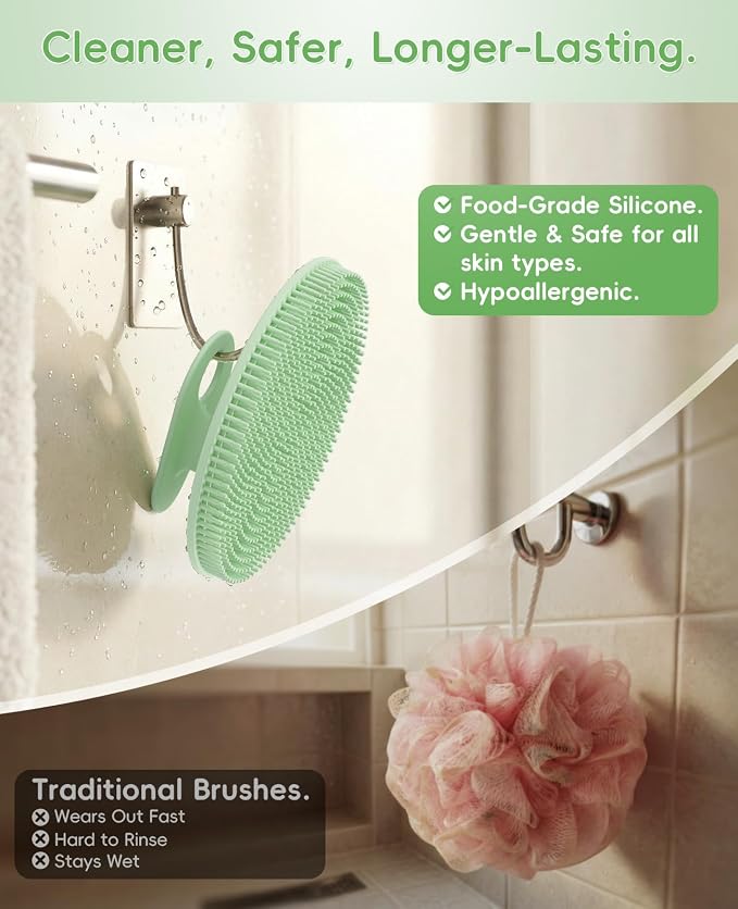4 Pack Soft Silicone Shower Brush Body Wash Bath Exfoliating Skin Massage - Image 3