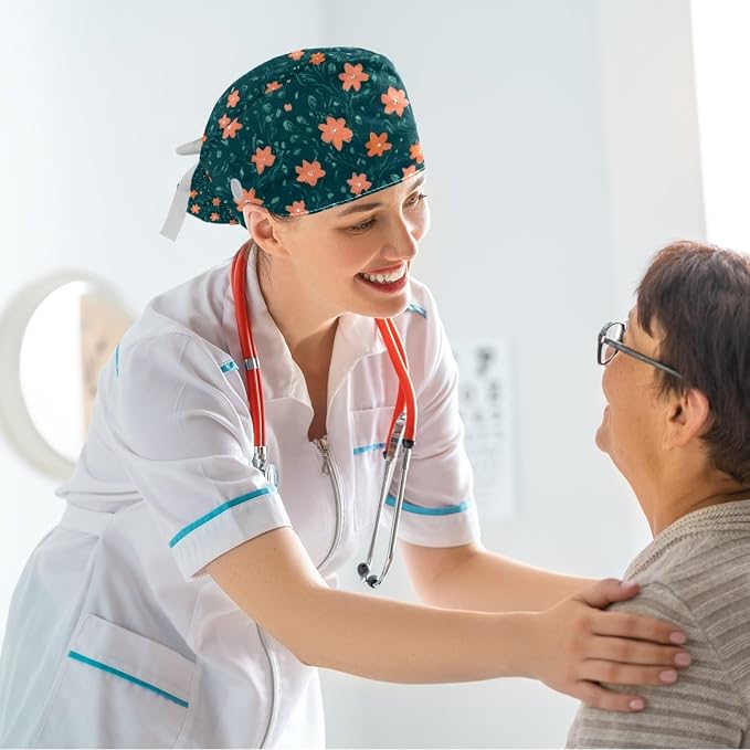 Scrub Caps Women Nursing Hats Floral Flowers - Image 6