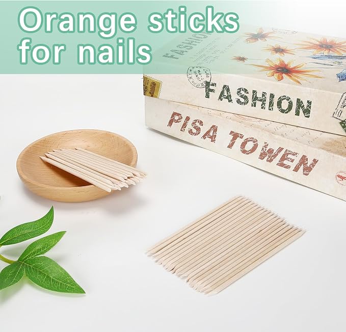 800 Pcs Orange Wood Sticks for Nails, Double Sided Multi-Use Wooden Cuticle - Image 5