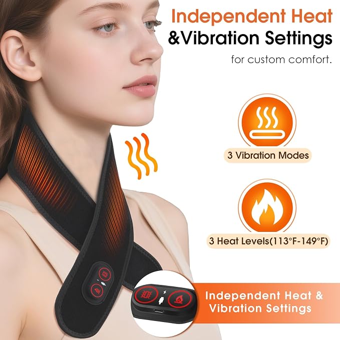 Cordless Neck Massager with Heat, Neck Heating Pad - Image 3