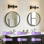 Modern LED Bathroom Light Fixtures Dimmable 2-Light Black Vanity Light - Image 2
