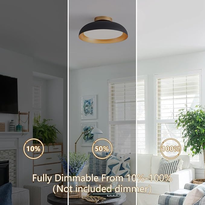 Bargeni Flush Mount Ceiling Light, 12.5 inch Ceiling Lighting Fixture, Mid - Image 5