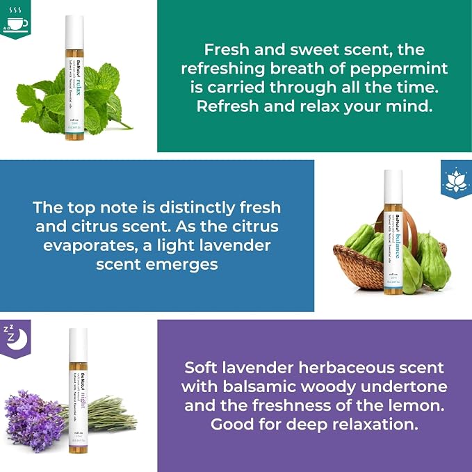 Essential Oil Set, Aromatherapy Roll On Blends - Image 3