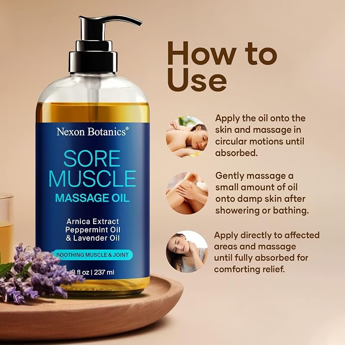 Sore Muscle Massage Oil for Massage Therapy 8 fl oz - Image 4