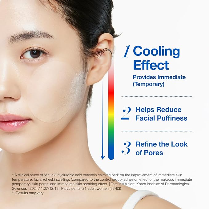 Anua 8 Hyaluronic Acid Catechin Calming Pad, Pore Care & Cooling Effect - Image 4