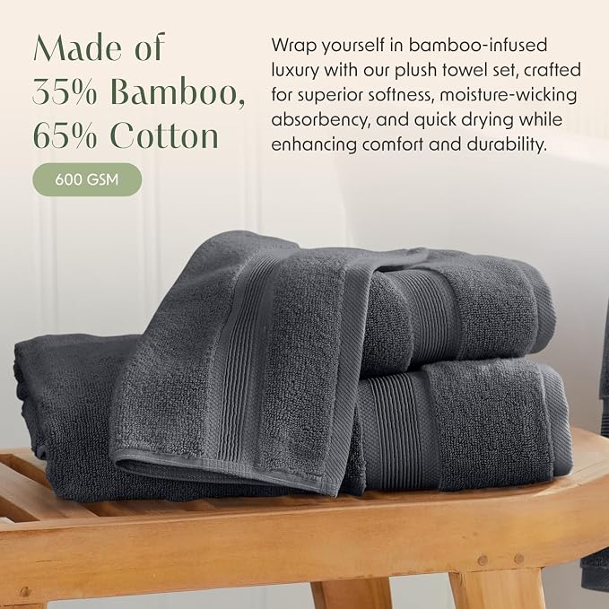 Springtree Home Luxury Viscose from Bamboo Bath Towel Set of 4 | 35% Viscose - Image 3