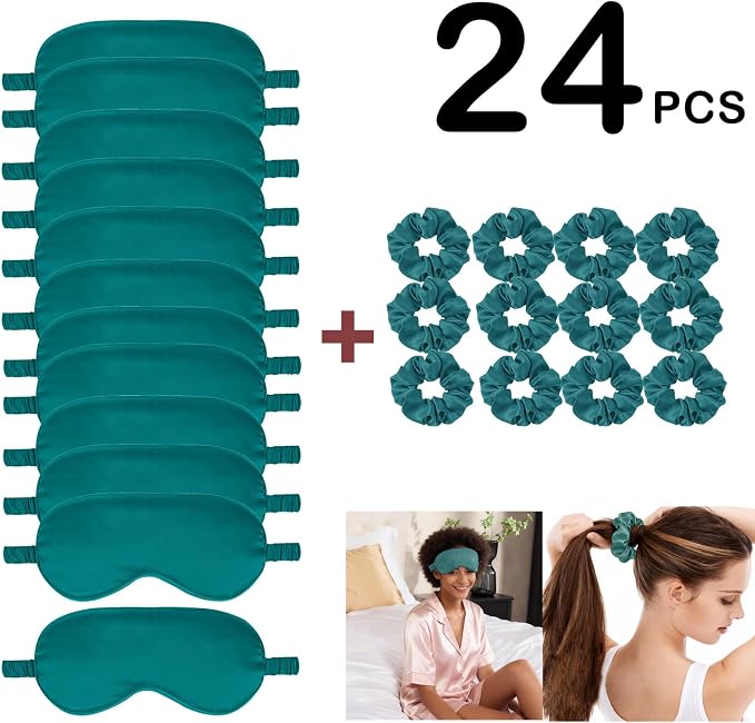 24Pcs Satin Eye Mask Silk Sleep Masks Silky Eyes Cover Blackout Blindfold - Image 2
