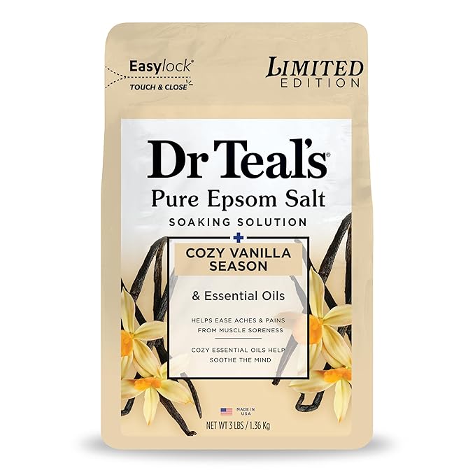Dr Teal's Epsom Salt Magnesium Soak, Limited Edition Cozy Vanilla Season by DrTeals