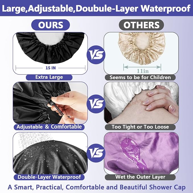 1 PCS Shower Cap, Double Layer & Adjustable Bathing Cap - Image 4