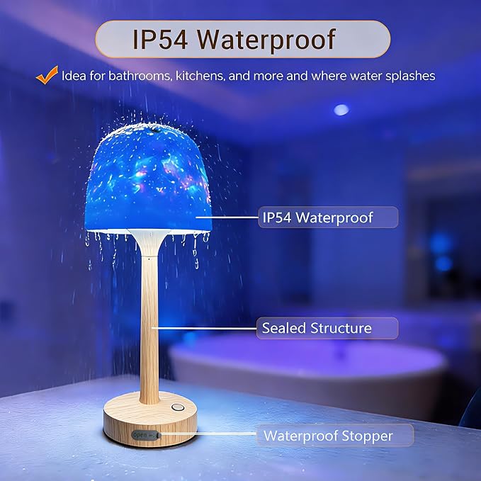 Waterproof Bathroom Lamp with 16 Color Ocean Wave Projector, Rechargeable - Image 5