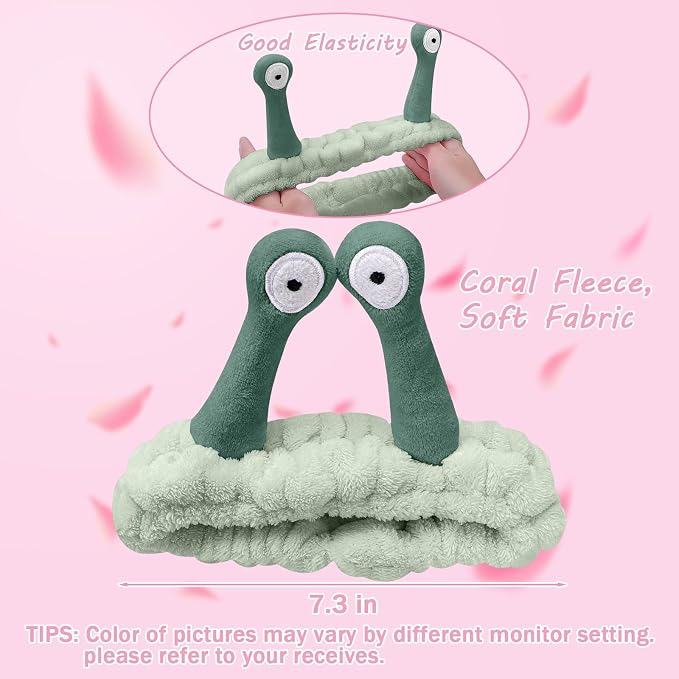 Jowmoy Cute Light green Snail Headband, Wash Face - Image 7