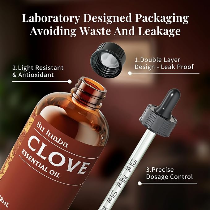 SU JUABA Clove Essential Oil 4 Oz, 100% Pure & Natural Aromatherapy Oil - Image 7