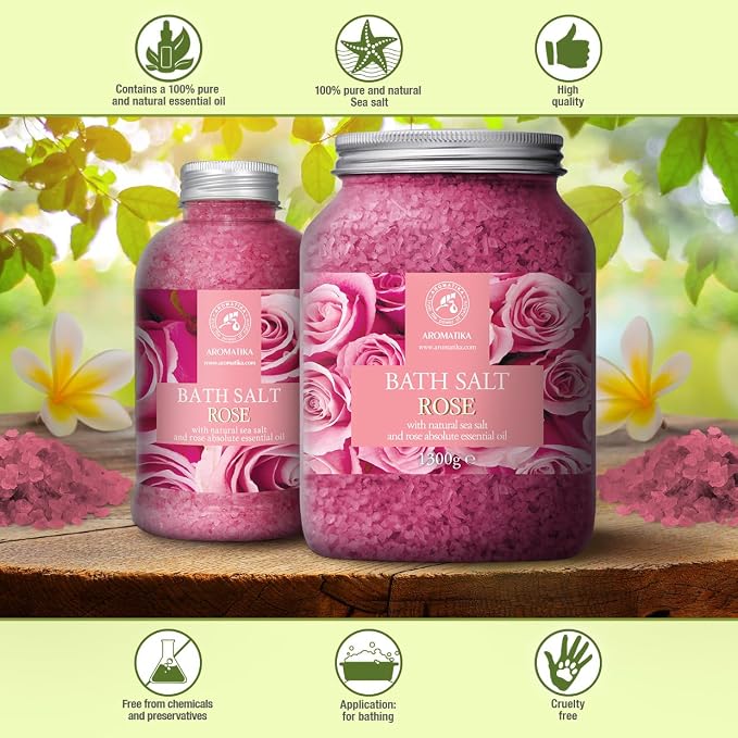 Rose Bath Salts 46 Oz – Natural Rosewood Oil & Rose Extract – Bath Additive - Image 3
