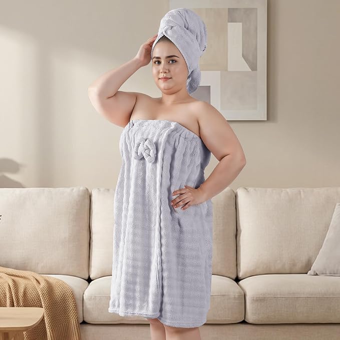 REDKISS Grey Plus Size Towel Wrap - Image 6
