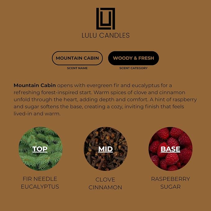 Lulu Candles | Mountain Cabin | Smells Like Outdoors & Pine | Luxury Scented - Image 3