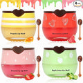 4 PCS Bee Lip Balm Lip Mask Honey Pot, Prevention Lip Dry Set, Strawberry & by Deepmind