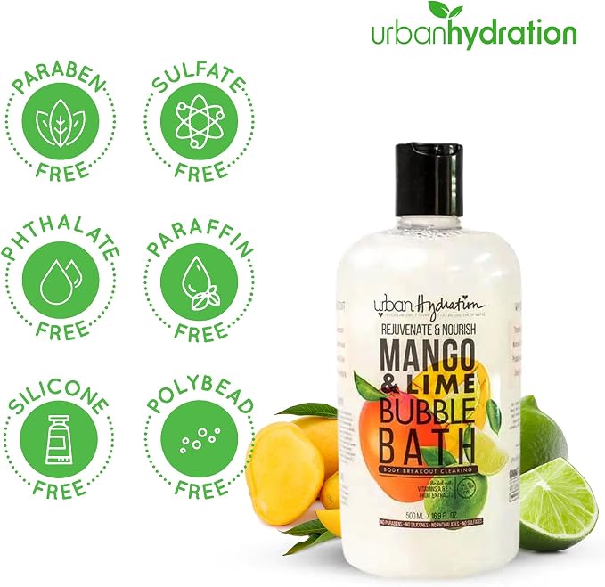 Urban Hydration Mango & Lime Bubble Bath, Foaming Bath Soak - Image 2