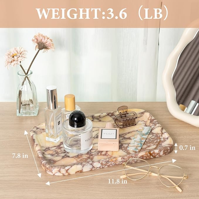 Karibiber Calacatta Marble Vanity Trays, Marble Bathroom Tray Countertop - Image 3