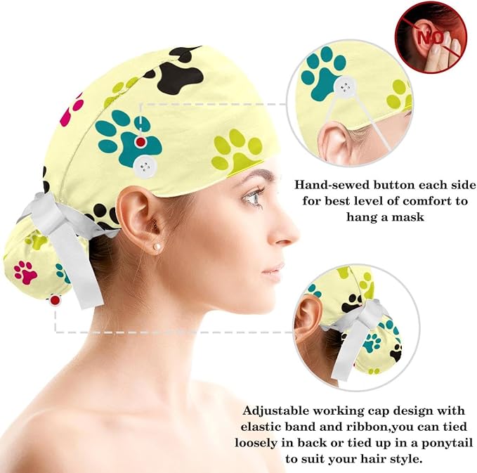 Adjustable Brown Dachshund Dog Blue Surgical Scrub Cap - Image 3