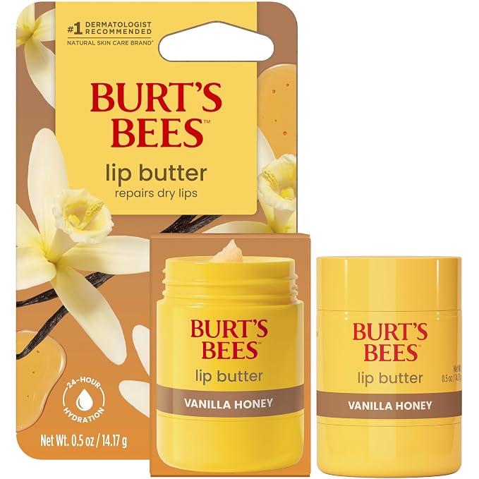 Burt's Bees Vanilla Honey Lip Butter, Repairs Dry Lips, 24 Hour Hydration - Image 12