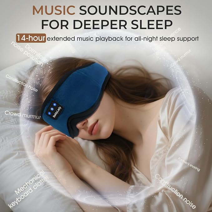 Sleep mask Headphones, 100% Blackout 3D Zero Eye Pressure Bluetooth Sleep mask - Image 4