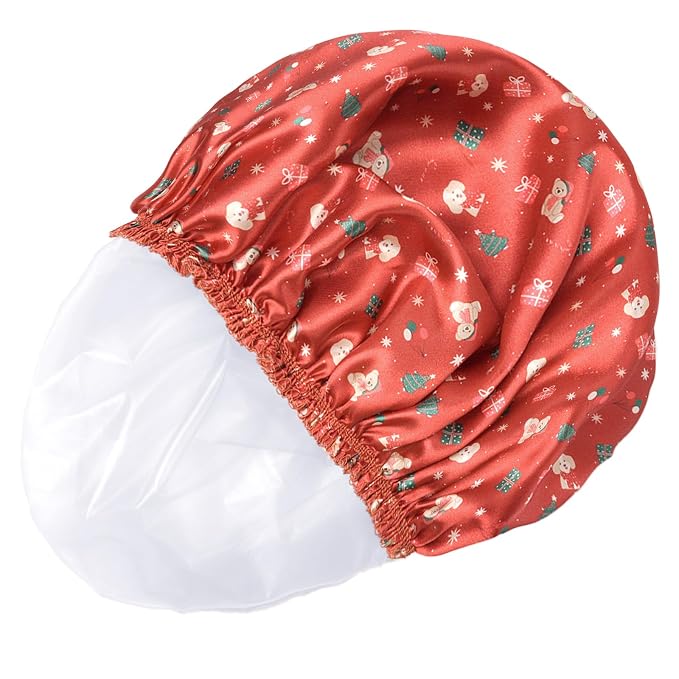 4 PCS Shower Cap for Women, Elastic and Reusable Bath Caps, Double Layers - Image 8