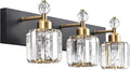 PRESDE Crystal 3 Light Bathroom Vanity Lights Black and Gold Bathroom Lights by HOME