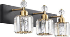 PRESDE Crystal 3 Light Bathroom Vanity Lights Black and Gold Bathroom Lights by HOME