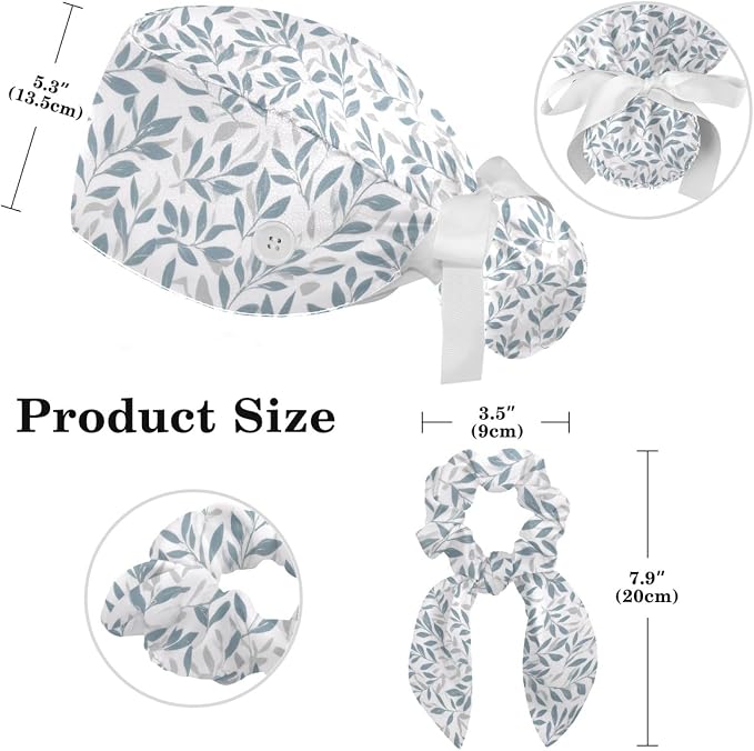 Scrub Cap with Hair Scrunchy, Ponytail Holder Surgical Cap - Image 2