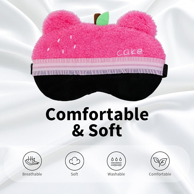 PERFECTSIGHT Sleep Eye Masks, Cute Bear Plush Sleep Eye Cover Lightweight - Image 2