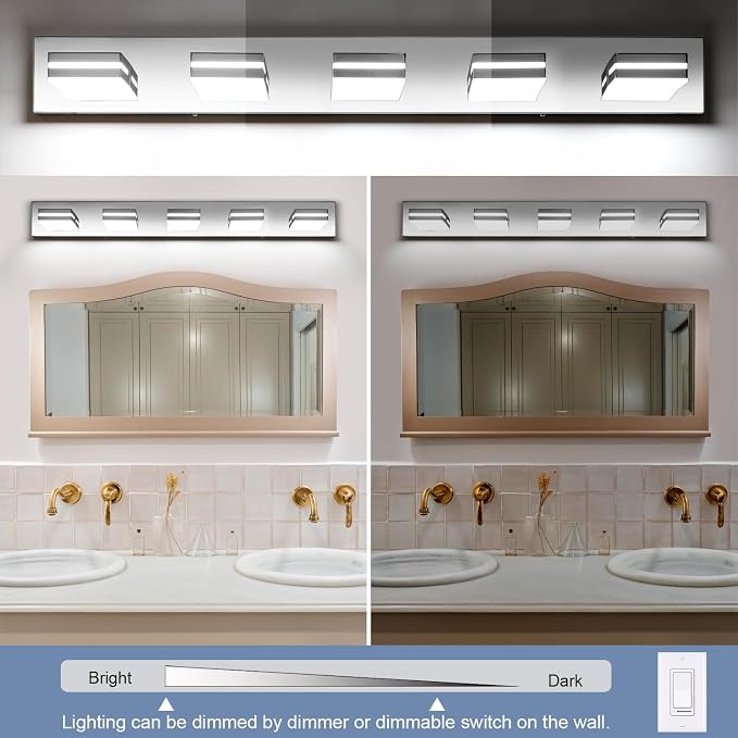 SineRise LED Modern Bathroom Vanity Light Fixtures, Chrome Modern Acrylic - Image 4