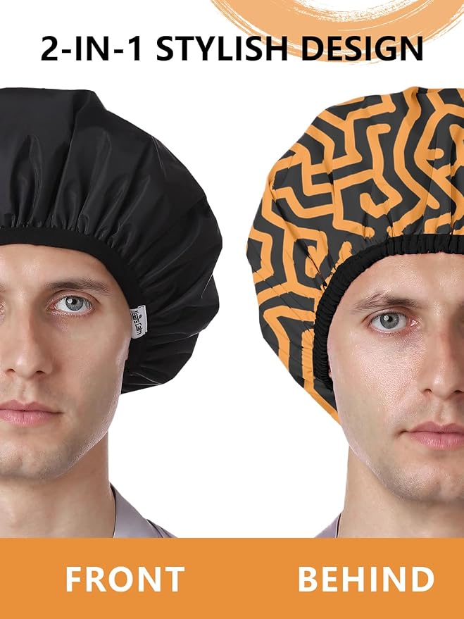 Years calm Men Shower Cap Reusable Waterproof, Dual-Layer Design, Double-Sided - Image 3