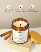 AOOVOO Rose Sandalwood Candles - 9 oz Scented Candles - Image 3