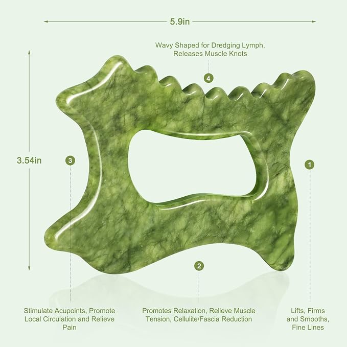 6-in-1 Jade Stone Body Gua Sha Facial Tools - Image 2